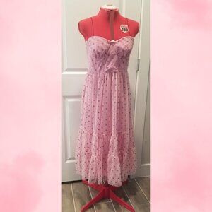 Betsey Johnson pink and glittery hearts with velvet straps princess dress